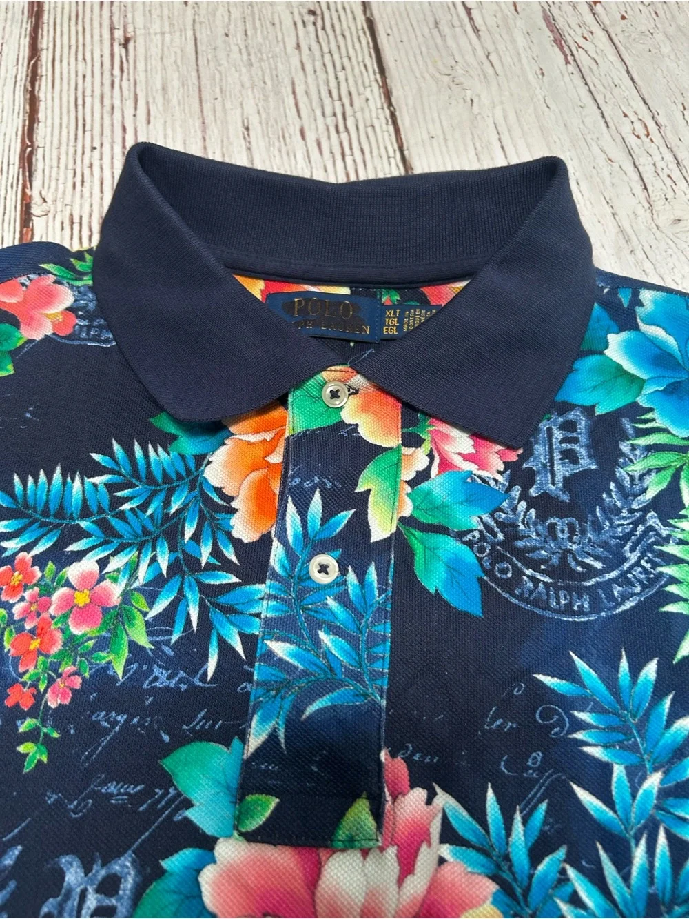 Ralph Lauren Royal Floral Navy Polo with Vibrant Tropical Floral Print
